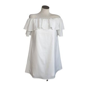 Shein Off The Shoulder Ruffle Peasant White Women's Dress Size S